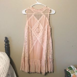 FP One blush pink gauzy flowy lace dress